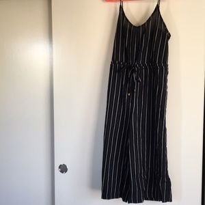 New W/Tags - Black Striped Cropped Jumpsuit